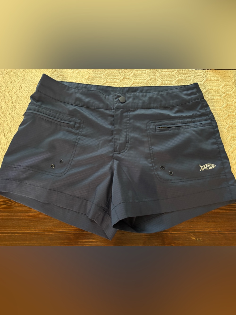 Blue Aftco Zip Pocket Shorts with Logo
